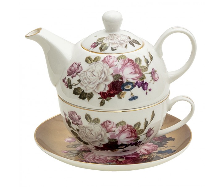 Porcelánová sada Tea for one Flower Sun - 17*10*14 cm /Ø15*2 /400 ml / 250 ml