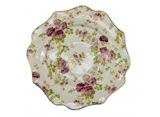 Porcelánový vlněný dezertní talířek s květy - Ø 21*2 cm