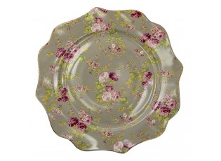 Velký porcelánový zelený talíř s květy Rose - Ø 28*2 cm