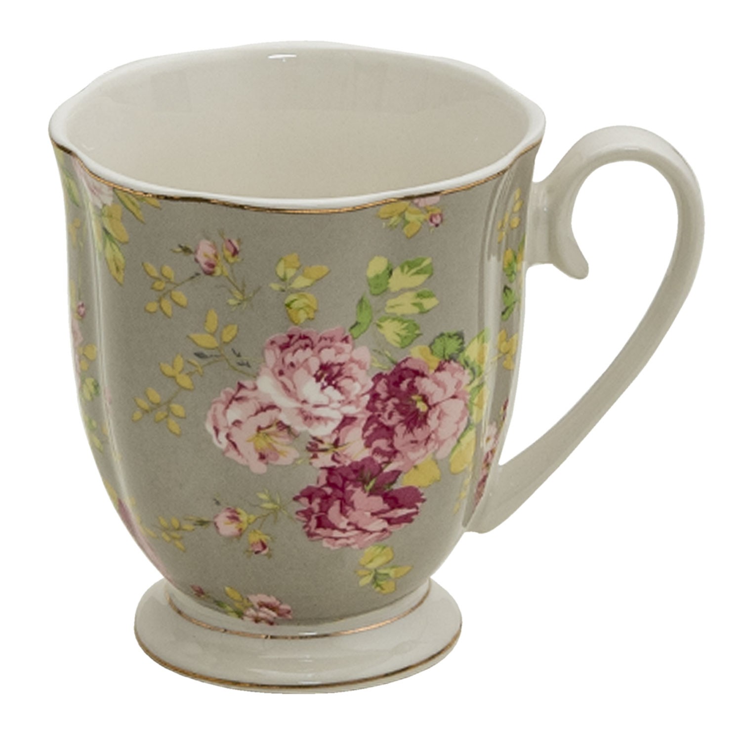 Porcelánový hrnek s květy - 11*8*10 cm / 290 ml