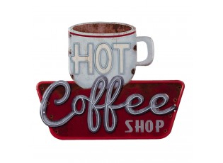 Kovová cedule Hot Coffee Shop - 38*48 cm