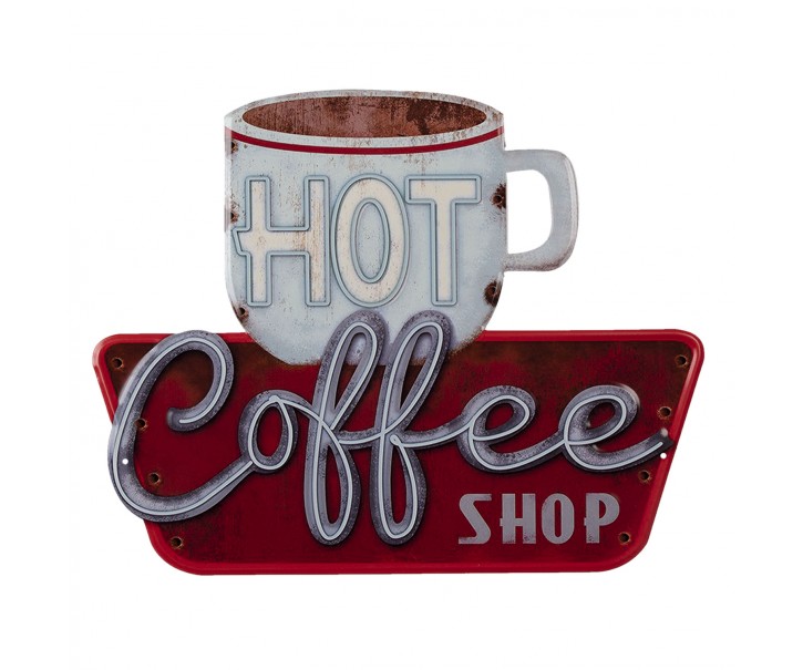 Kovová cedule Hot Coffee Shop - 38*48 cm