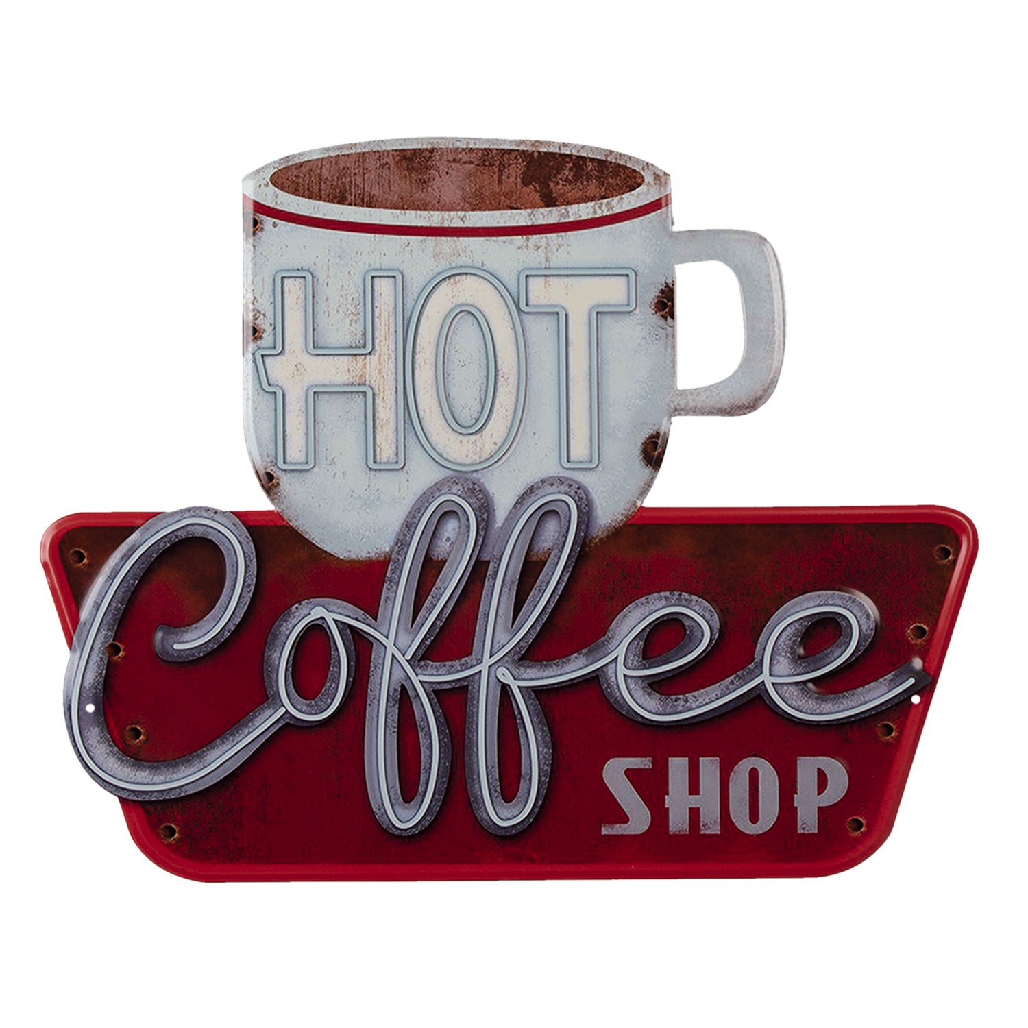Levně Kovová cedule Hot Coffee Shop - 38*48 cm 6Y4408