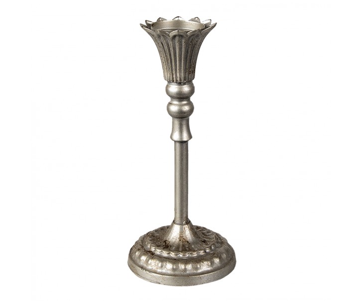 Stříbrný antik kovový svícen - Ø 13*28 cm
