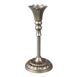 Stříbrný antik kovový svícen - Ø 13*28 cm