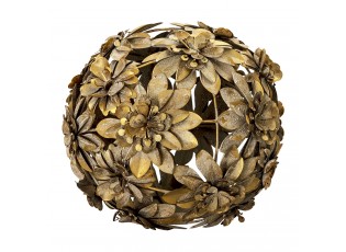 Zlatá dekorační koule s patinou a květy Myrla - Ø 22 cm