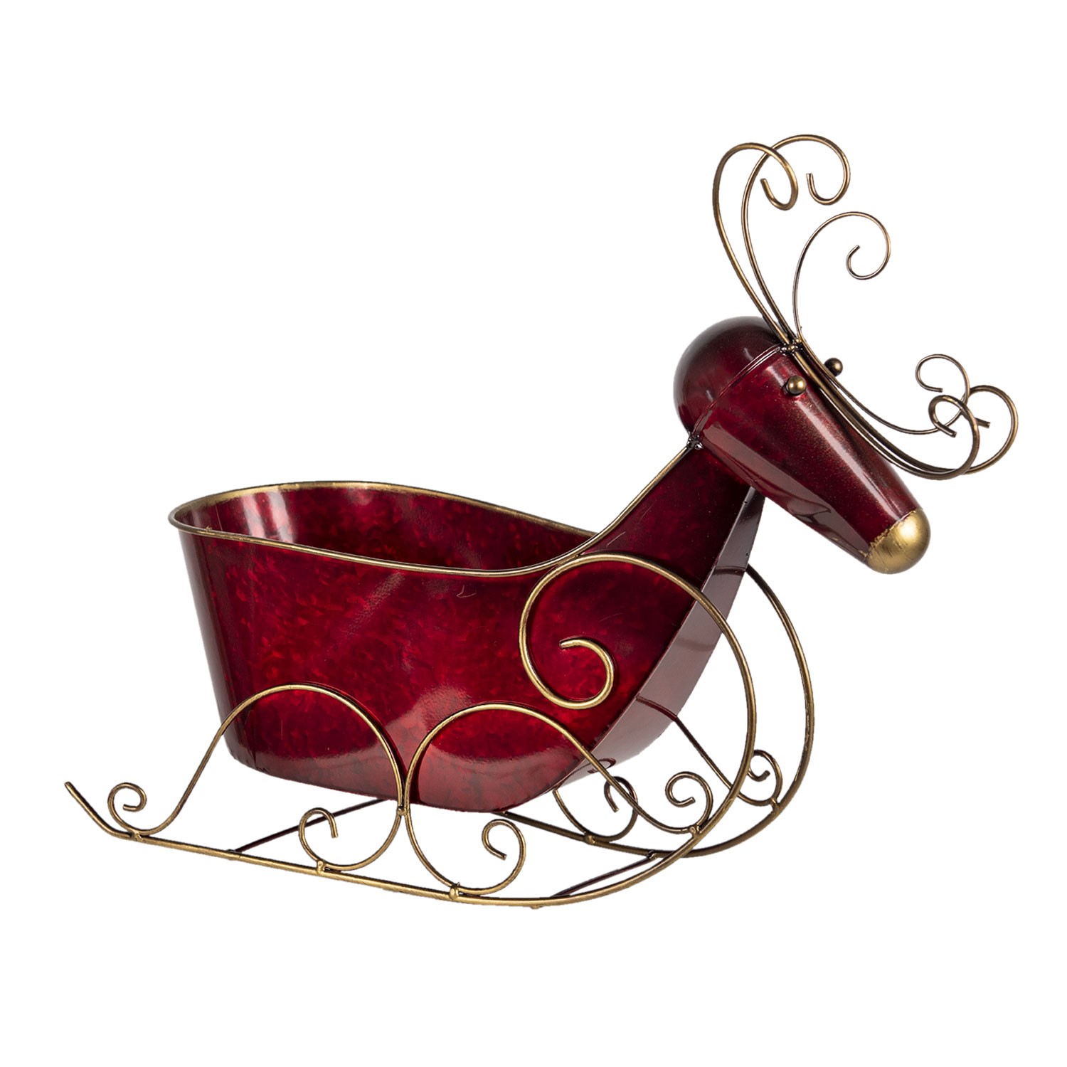 Červené dekorativní kovové sáně ve stylu soba - 46*20*43 cm Clayre & Eef