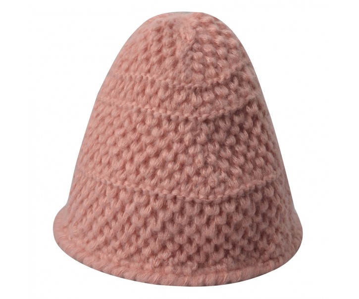 Růžová pletená zimní čepice - 20 cm