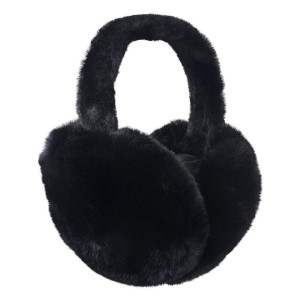 Černé skládací chlupaté klapky na uši - Ø 13cm - one size
