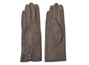 Hnědé dámské rukavice s knoflíky - 8*24 cm