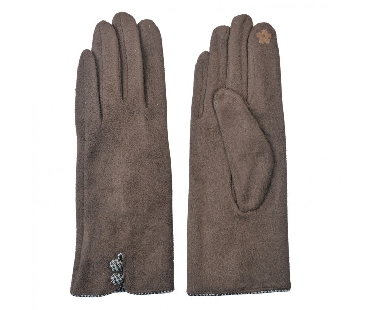 Hnědé dámské rukavice s knoflíky - 8*24 cm
