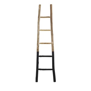 Dřevěný černo -přírodní věšák na ručníky žebřík Sten - 42*4*180 cm