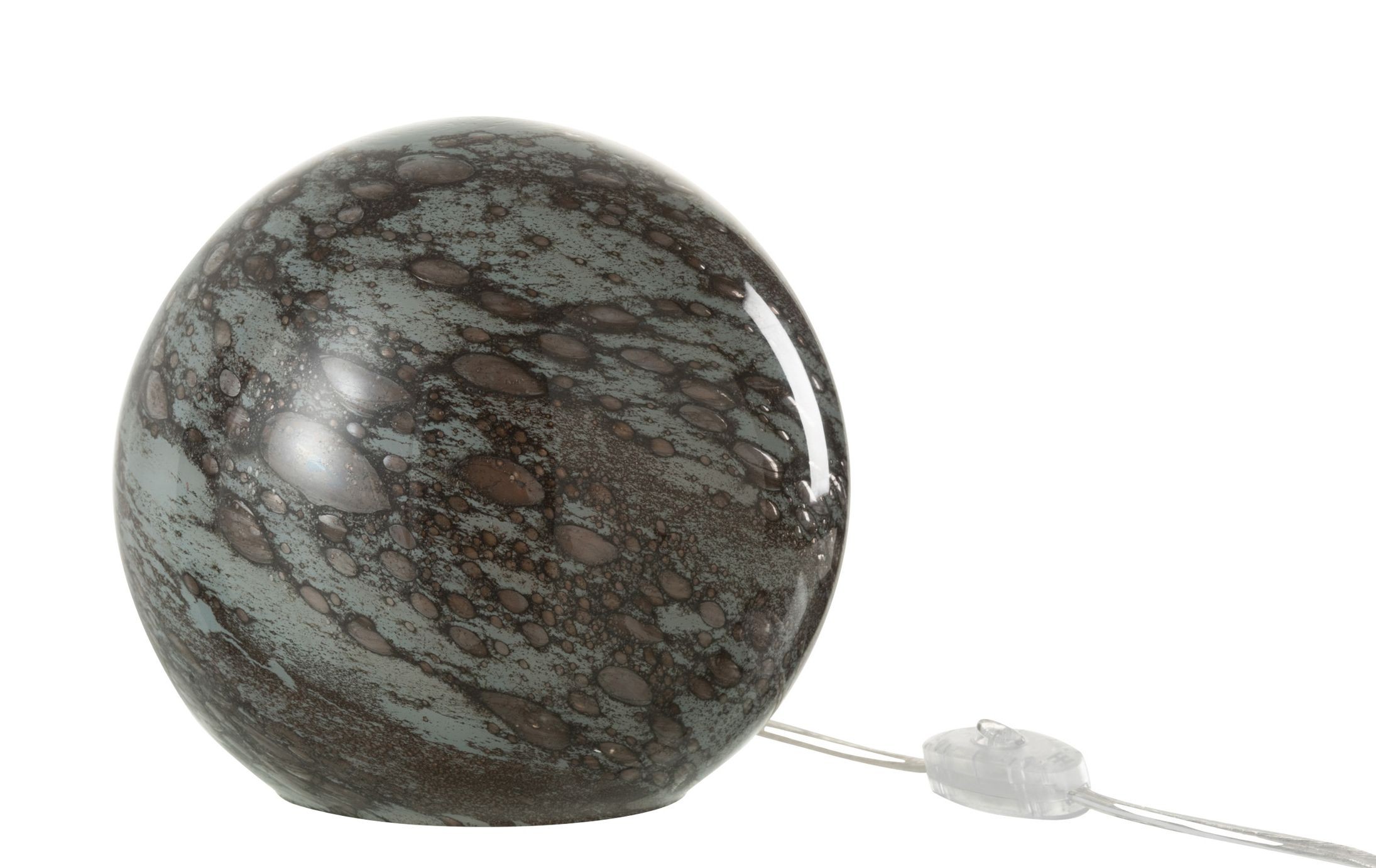 Šedá skleněná kulatá stolní lampa Dany - 22*20*18 cm/ E14