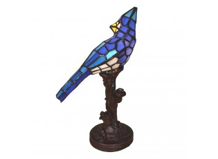 Stolní lampa Tiffany Blue Parrot - 15*12*33 cm E14/max 1*25W