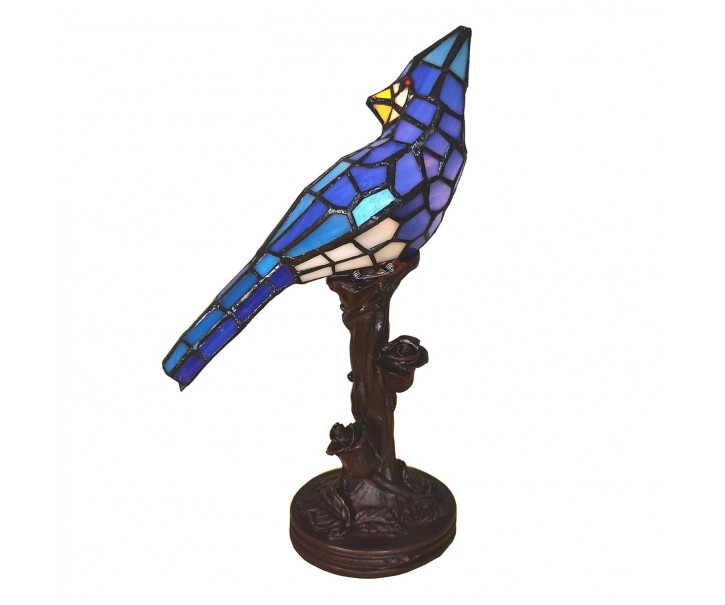 Stolní lampa Tiffany Blue Parrot - 15*12*33 cm E14/max 1*25W