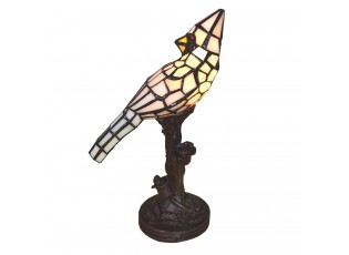 Stolní lampa Tiffany White Parrot - 15*12*33 cm E14/max 1*25W