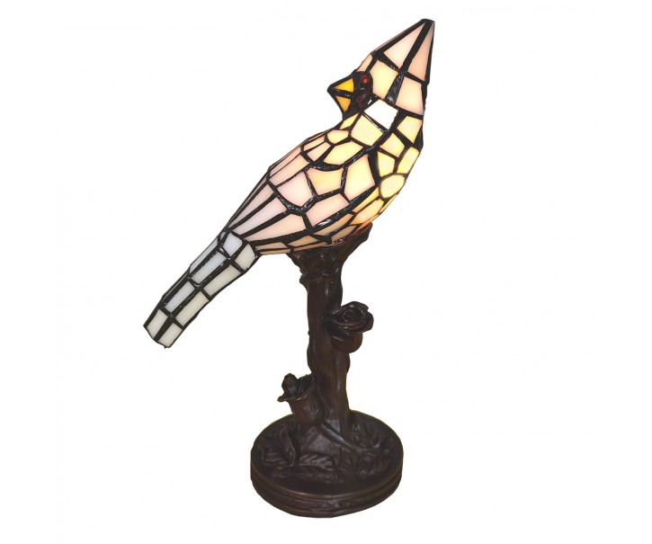Stolní lampa Tiffany White Parrot - 15*12*33 cm E14/max 1*25W