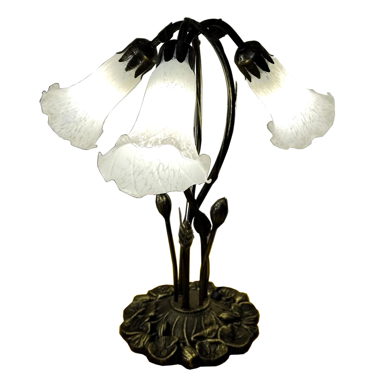 Stolní Tiffany lampa se 3mi květy Leonie - 41*31*43 cm  Clayre & Eef