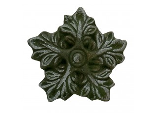 Sada 4ks keramická zelená úchytka s patinou ve tvaru květiny Amite - Ø 5*5*3 cm