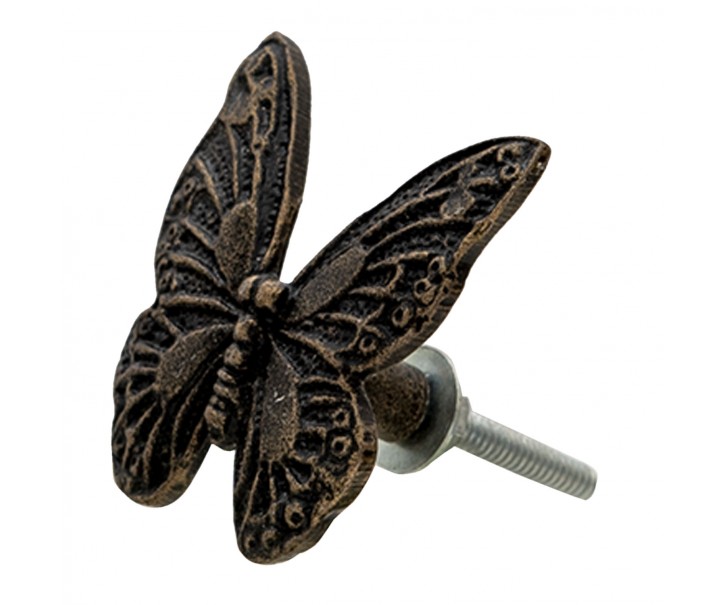 Sada 4 ks černá kovová úchytka s patinou motýl Jordane - Ø 5*3*5 cm