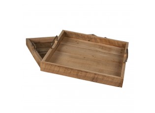 Sada 2ks dřevěný servírovací podnos - 40*40*9 / 50*50*8 cm
