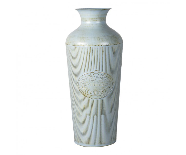 Modrá plechová dekorační váza s patinou Lyon - Ø 22*47 cm
