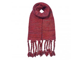 Červená pletená šála s třásněmi - 30*160 cm