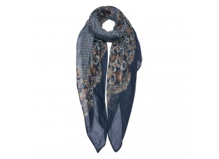Modrý šátek se vzorem - 90*180 cm