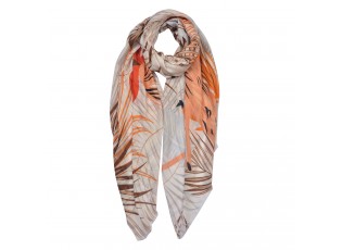 Béžovo-hnědý šátek s listy - 85*180 cm