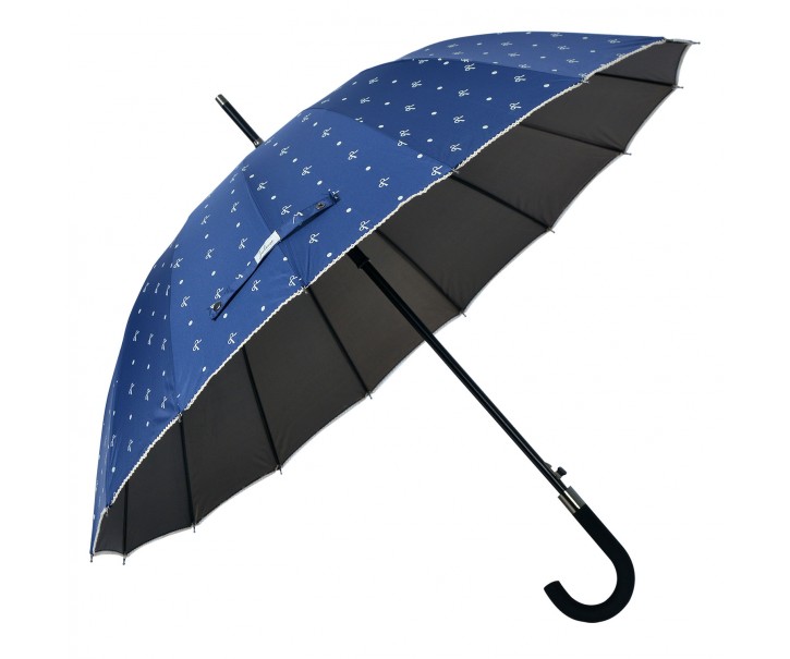 Modrý deštník s puntíky a mašličkami - Ø 98 cm