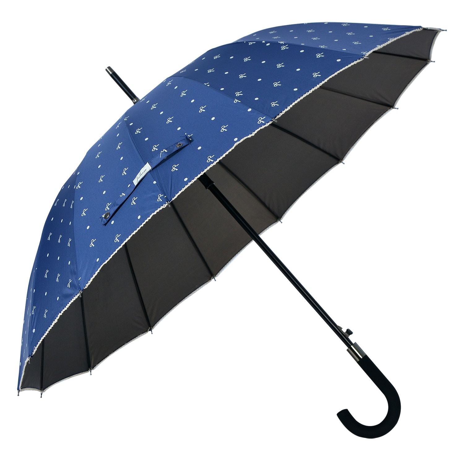 Modrý deštník s puntíky a mašličkami - Ø 98 cm JZUM0031BL