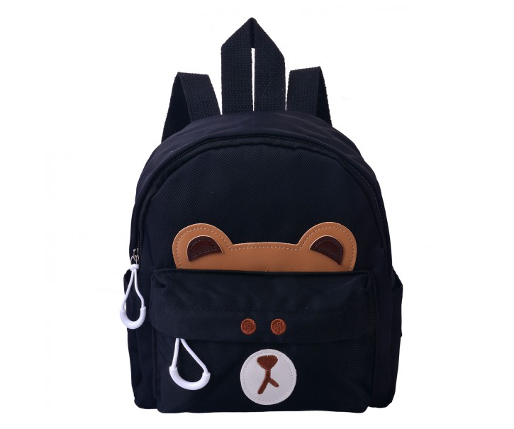 Černý dětský batoh s medvídkem - 21*9*23 cm