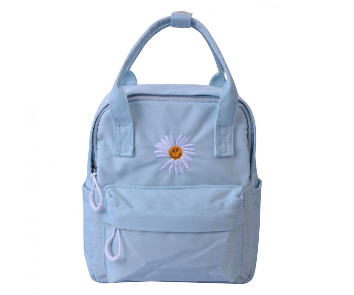 Modrý batoh s květinou - 21*9*23 cm