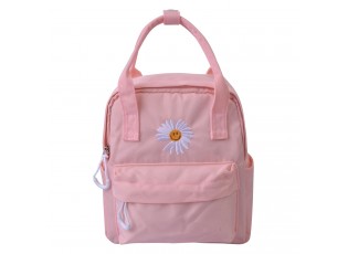 Růžový batoh s květinou - 21*9*23 cm