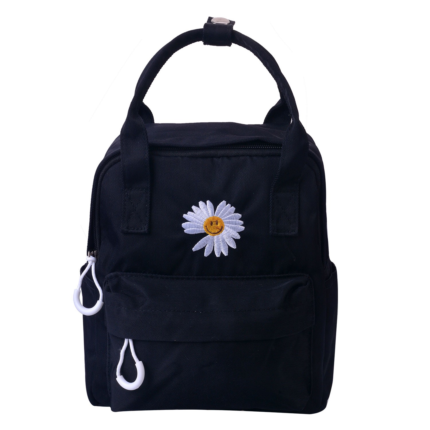 Černý batoh s květinou - 21*9*23 cm Clayre & Eef