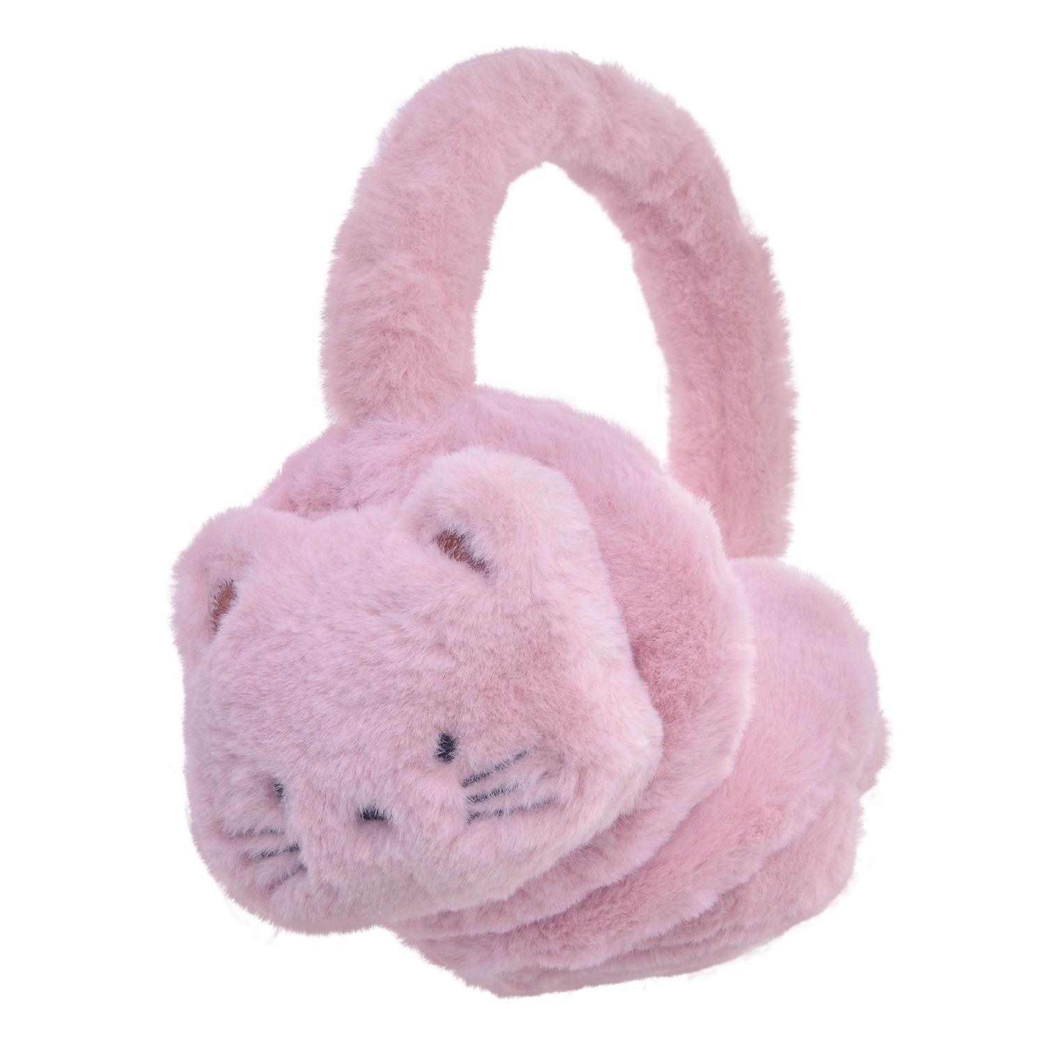 Růžové klapky na uši s kočičkou - 13 cm MLLLEW0013P