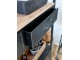 Černý kovový regál na kolečkách s dřevěnými policemi a šuplíky - 91*42*200cm