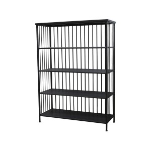 Černý kovový regál/ knihovna s policemi Vinni - 97*38*132cm
