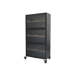Černý kovový regál/ skříň s policemi na kolečkách Pall - 76*37*148cm