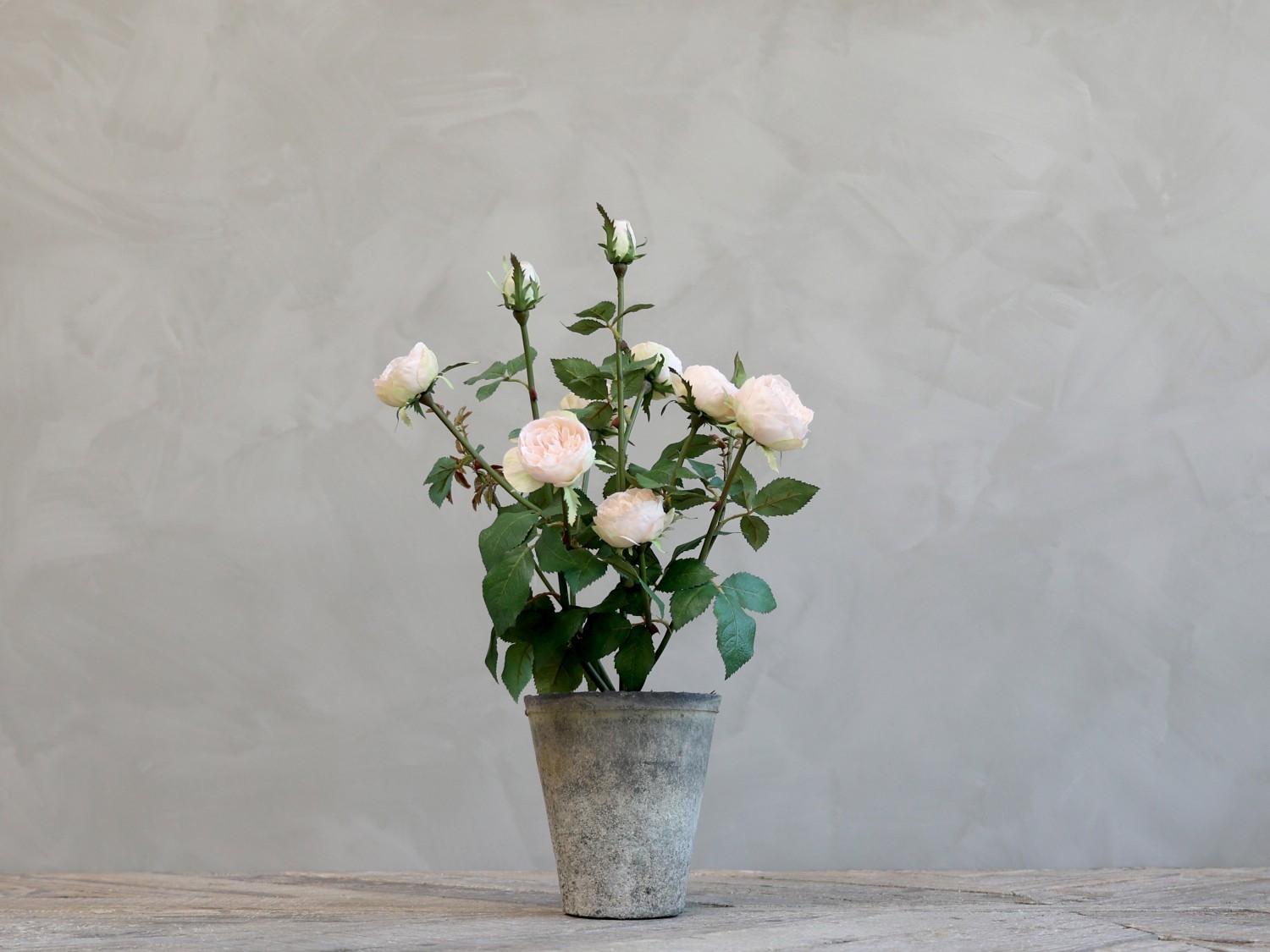 Dekorace umělá růžová růže v květináči Old - 44 cm Chic Antique