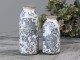 Keramická dekorační váza se šedými květy Melun - Ø 8*20cm