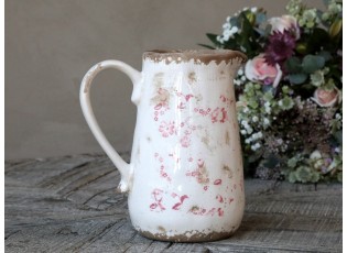 Keramický dekorační džbán s růžovými květy Floral -  16*11*19cm