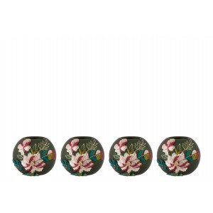 Sada 4s zelených svícnů Embroider - Ø10*9cm
