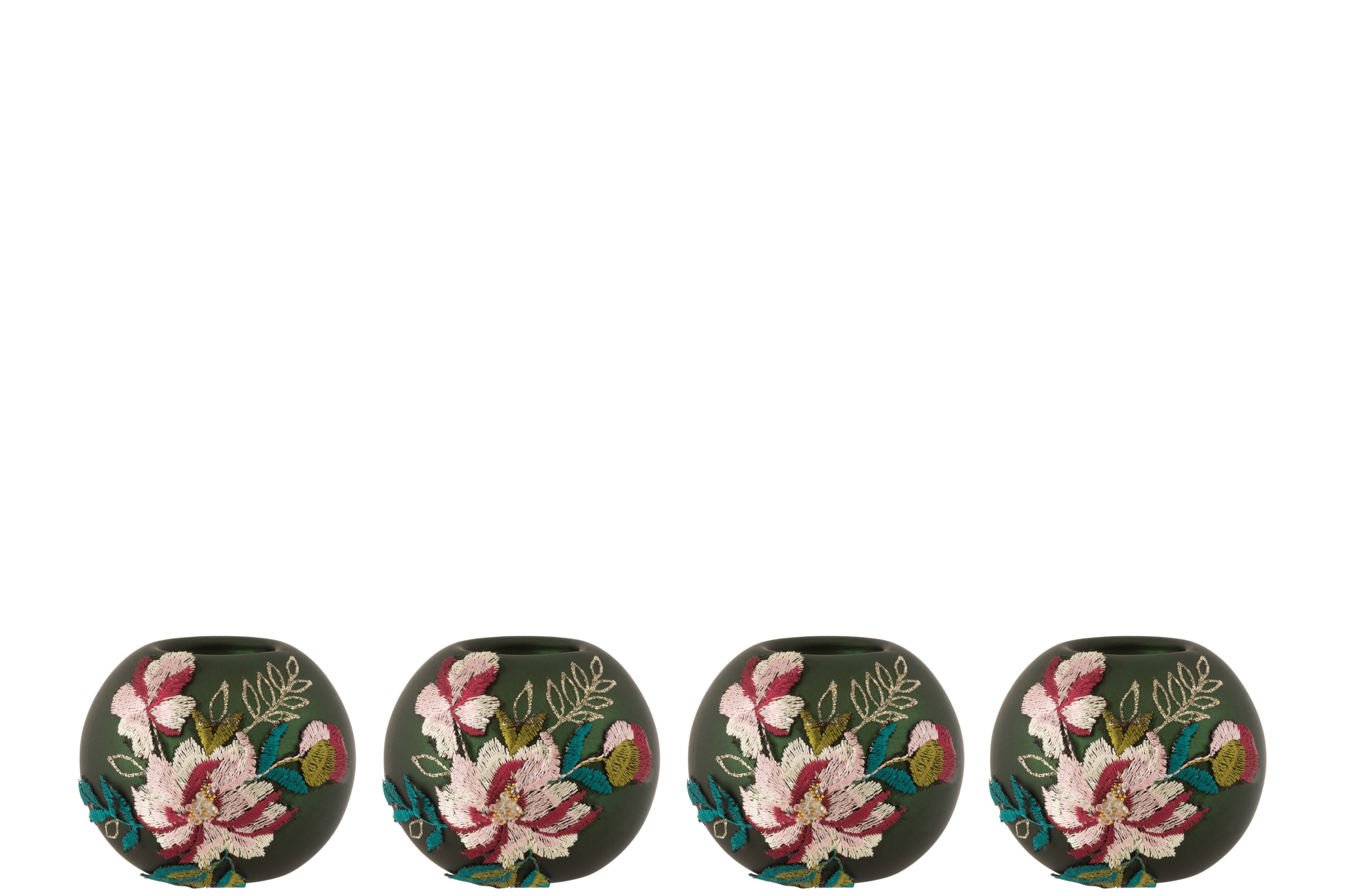 Sada 4s zelených svícnů Embroider - Ø10*9cm
