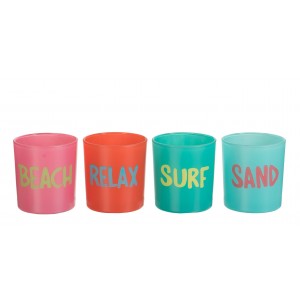 Sada 4ks barevné skleněné svícny Summer - Ø7*8 cm