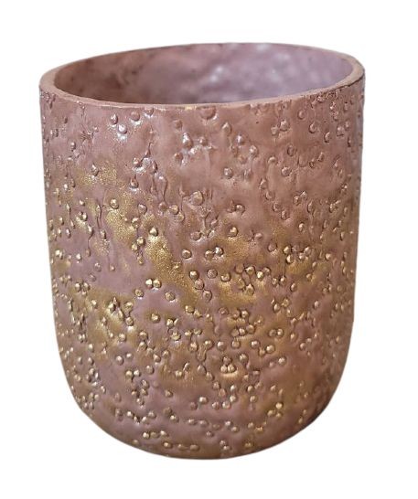 Růžovo-zlatý skleněný svícen Tobri – Ø 8*9 cm