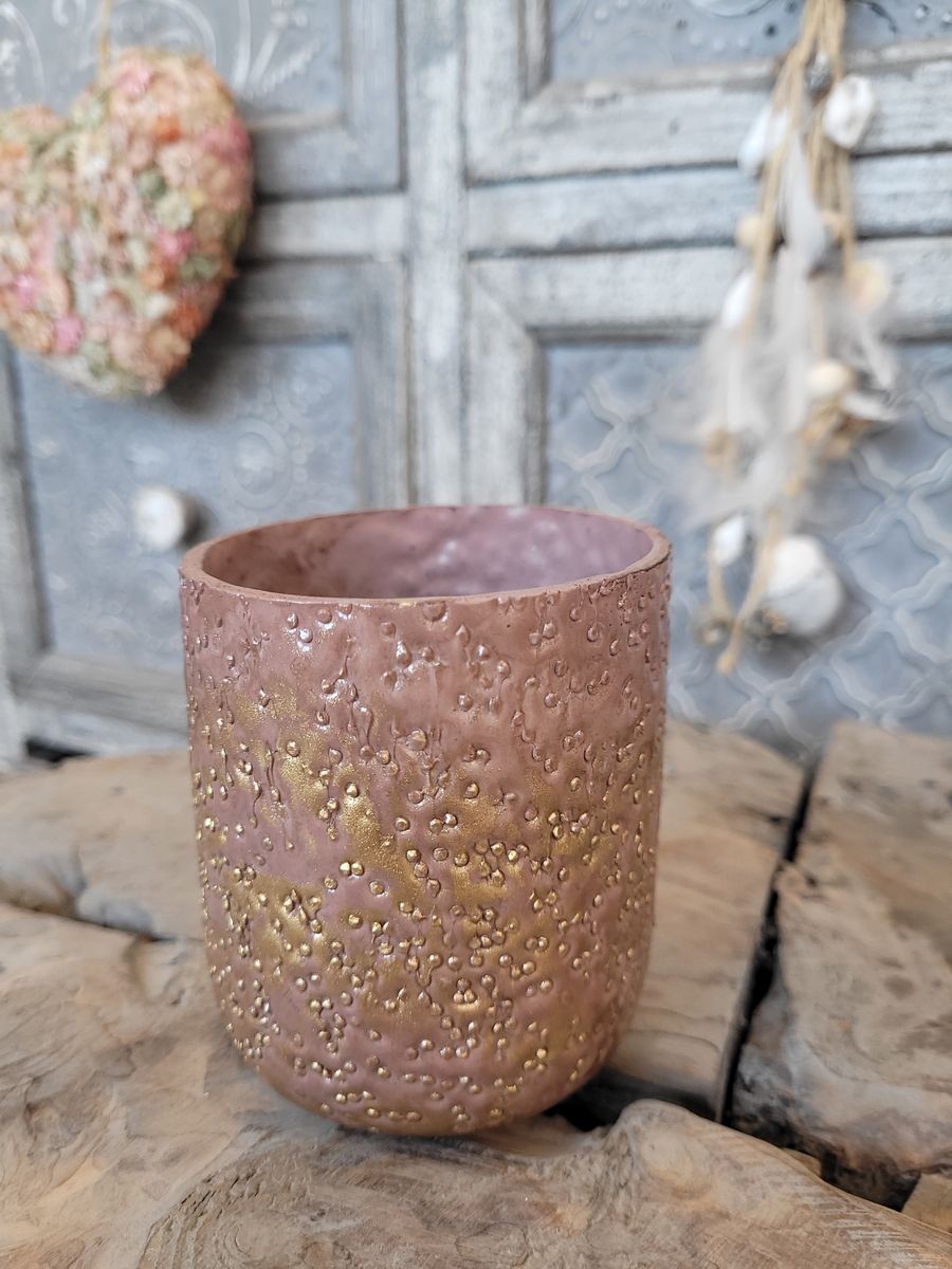 Růžovo-zlatý skleněný svícen Tobri – Ø 8*9 cm