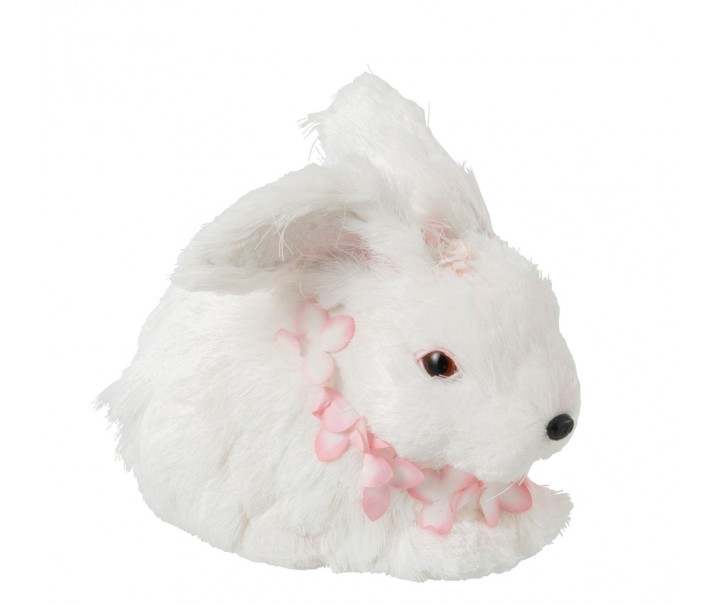 Dekorace králíček s květy kolem krku - 14*23*20 cm