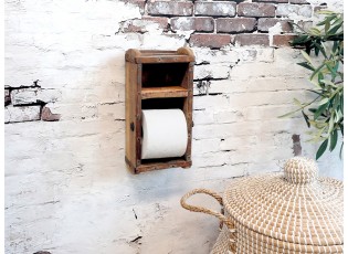 Dřevěný nástěnný stojan na toaletní papír - 15*10*30 cm