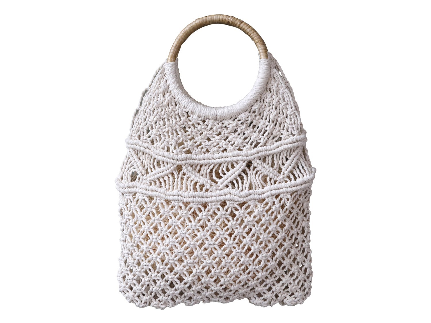 Drhaná síťovaná taška s ratanovou rukojetí Mesh - 38*43 cm